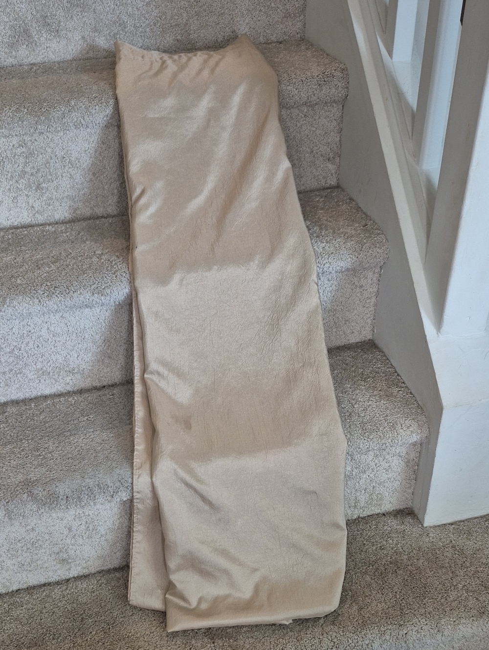 Long Neutral Beige Tan Curtain Panel - Light Draped Window Curtain 80x84